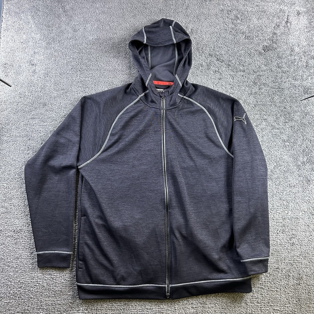 Puma PWRWARM Warm Cell Full Zip Hoodie Mens XL Gray Heathered Athletic Jacket
